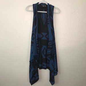 Orange FV Blue & Black Aztec sleeveless Cardigan